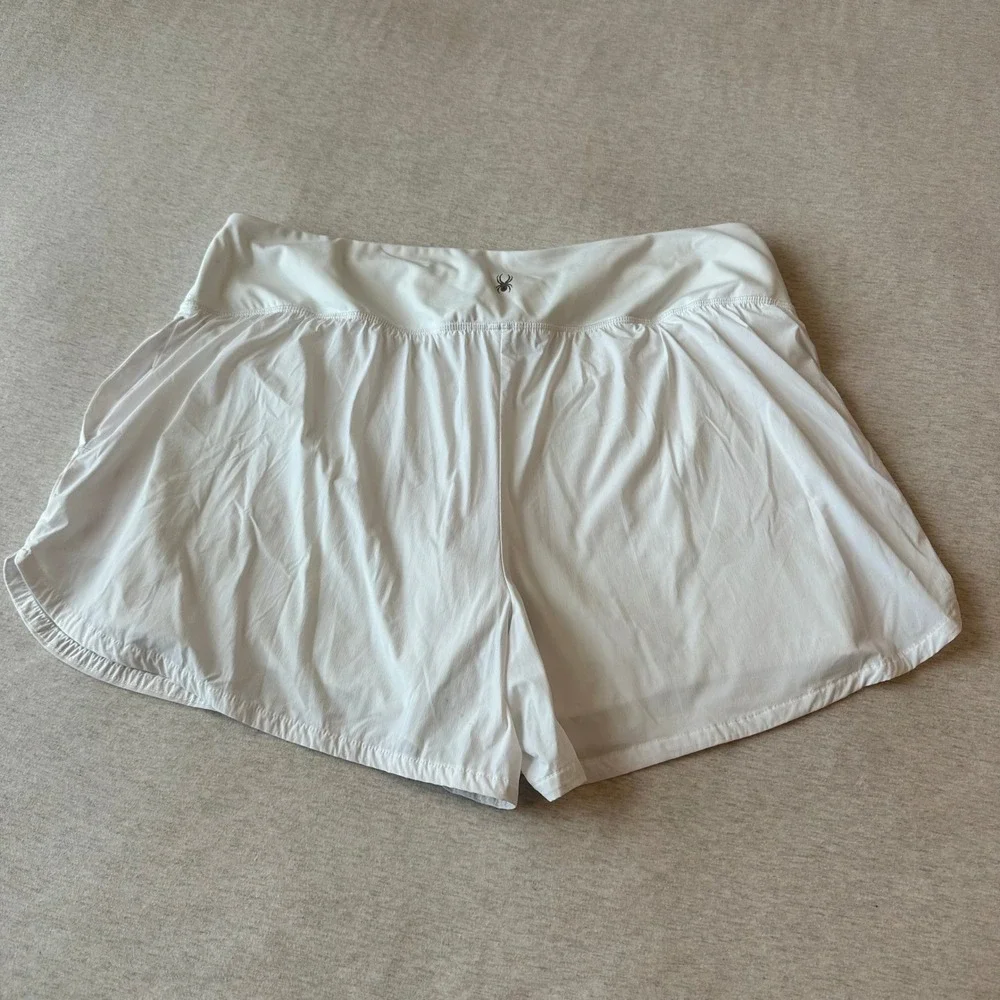 Spyder Active Womens XL White Athletic Running Workout Shorts Wide Waistband‎ - Picture 5 of 6